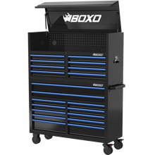 Load image into Gallery viewer, BOXO 53" 20 Drawer Toolbox Stack with Drawer Trim Pack - Black Body with Trim Colour Options
| Boxo UK Load image into Gallery viewer, BOXO 53" 20 Drawer Toolbox Stack with Drawer Trim Pack - Black Body with Trim Colour Options
| Boxo UK