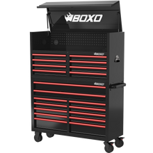 Load image into Gallery viewer, BOXO 53" 20 Drawer Toolbox Stack with Drawer Trim Pack - Black Body with Trim Colour Options
| Boxo UK Load image into Gallery viewer, BOXO 53" 20 Drawer Toolbox Stack with Drawer Trim Pack - Black Body with Trim Colour Options
| Boxo UK