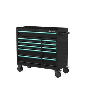 BOXO 41" 11 Drawer Roll Cabinet with Drawer Trim Pack - Black Body with Coloured Trim Pack