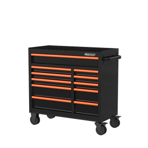 BOXO 41" 11 Drawer Roll Cabinet with Drawer Trim Pack - Black Body with Coloured Trim Pack