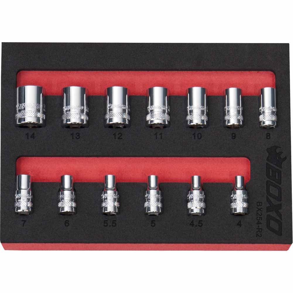 BOXO 13Pc 1/4" 12PT Socket Set (4mm to 14mm) | Boxo UK