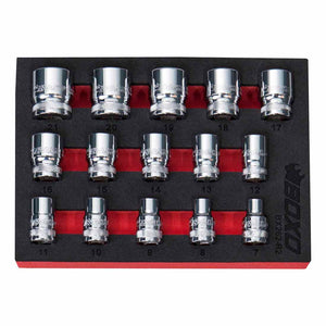 BOXO 15Pc 3/8" 12PT Socket Set (7mm to 21mm)