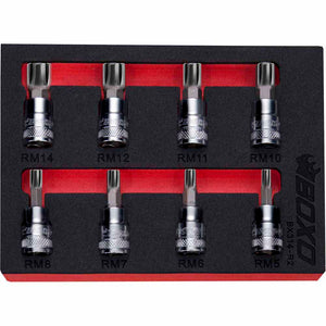 BOXO 8Pc 3/8" Ribe Bit Socket Set
