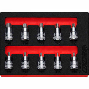 BOXO 10Pc 3/8" Super Stubby Torx Bit Socket Set