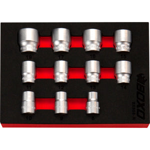 BOXO 11Pc 3/8" Anti-Slip Socket Set (8mm to 19mm)