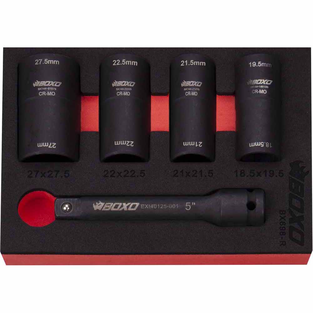 BOXO 5Pc 1/2" 6Pt Oversized Flip Impact Socket Set | Boxo UK