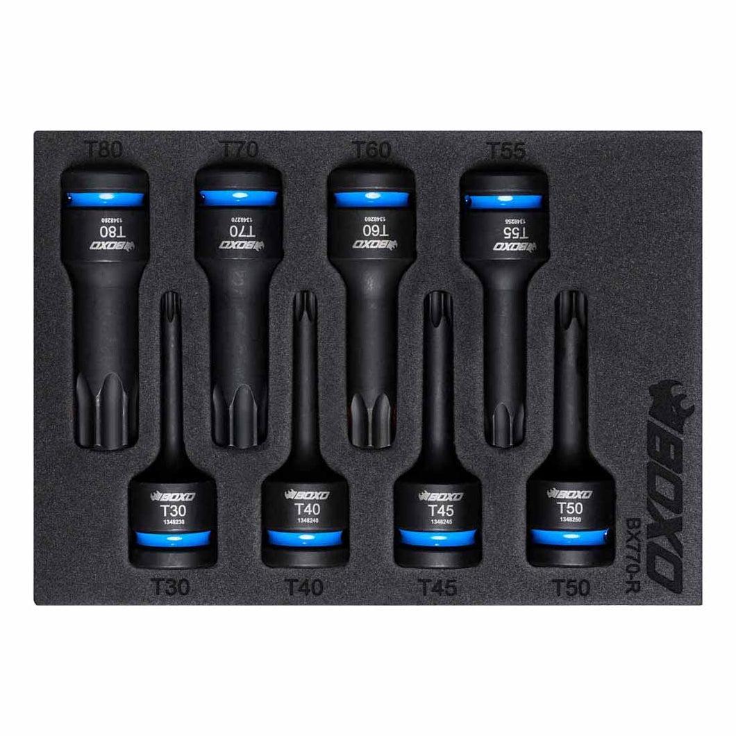 BOXO 8Pc 1/2" Impact Torx Bit Socket Set In EVA Foam | Boxo UK