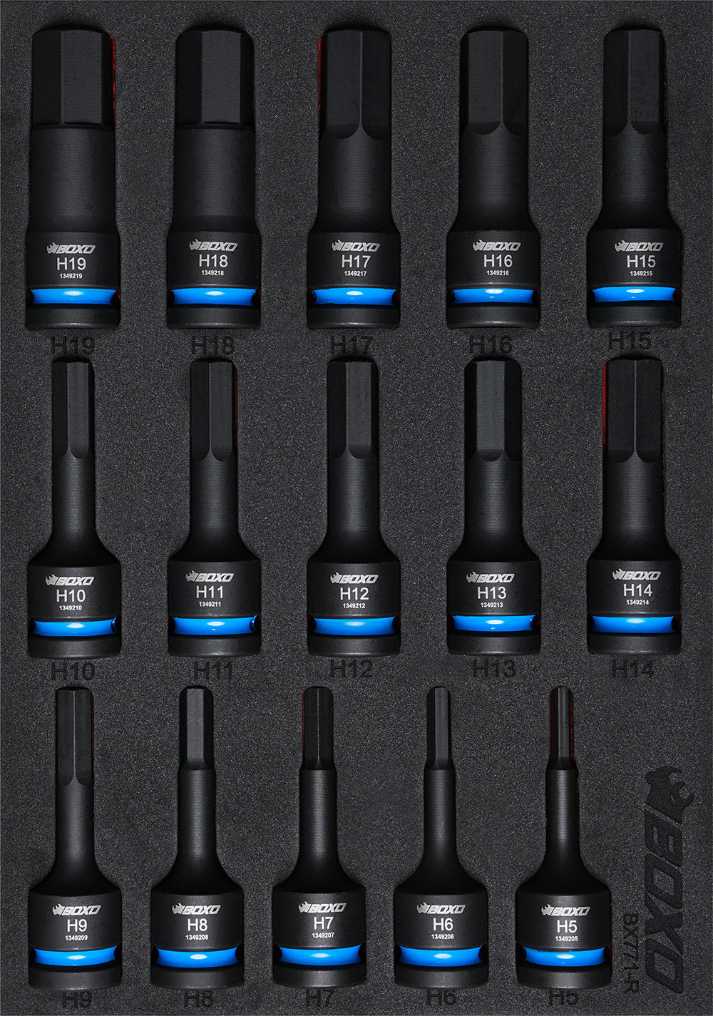 BOXO 15Pc 1/2" Impact Hex Bit Socket Set In EVA Foam | Boxo UK