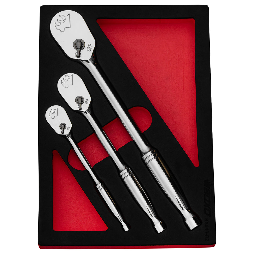 BOXO 3Pc 1/4", 3/8" & 1/2" 90T Ratchet Set | Boxo UK