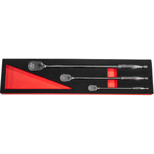 BOXO 3Pc 1/4", 3/8" & 1/2" 90T Long Reach Ratchet Set
