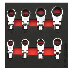 BOXO 8Pc 3/8" Flex-Head Reversible Deep Box Ratcheting Wrench Heads