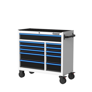 BOXO 41" 11 Drawer Roll Cabinet with Drawer Trim Pack - White Body with Coloured Trim Pack
