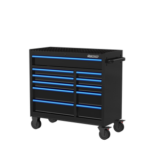 BOXO 41" 11 Drawer Roll Cabinet with Drawer Trim Pack - Black Body with Coloured Trim Pack