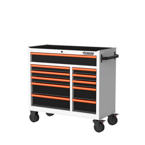 BOXO 41" 11 Drawer Roll Cabinet with Drawer Trim Pack - White Body with Coloured Trim Pack