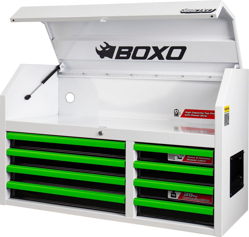 BOXO 41" 8 Drawer Top Box with Drawer Trim Pack - White Body with Coloured Trim Pack | Boxo UK