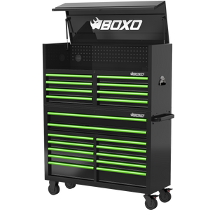 BOXO 53" 20 Drawer Toolbox Stack with Drawer Trim Pack - Black Body with Trim Colour Options