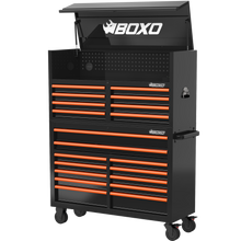 Load image into Gallery viewer, BOXO 53&quot; 20 Drawer Toolbox Stack with Drawer Trim Pack - Black Body with Trim Colour Options
 | Boxo UK