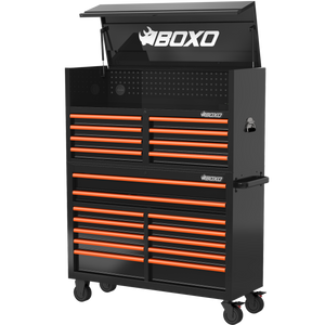 BOXO 53" 20 Drawer Toolbox Stack with Drawer Trim Pack - Black Body with Trim Colour Options