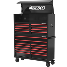Load image into Gallery viewer, BOXO 53&quot; 20 Drawer Toolbox Stack with Drawer Trim Pack - Black Body with Trim Colour Options
 | Boxo UK