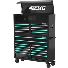 Load image into Gallery viewer, BOXO 53&quot; 20 Drawer Toolbox Stack with Drawer Trim Pack - Black Body with Trim Colour Options
 | Boxo UK
