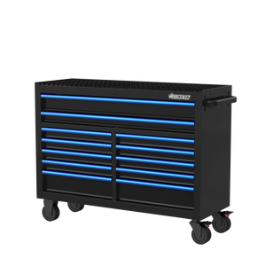 BOXO 53" 12 Drawer Roll Cabinet with Drawer Trim Pack - Black Body with Trim Colour Options
