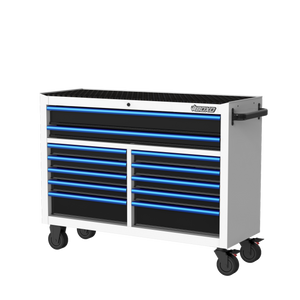 BOXO 53" 12 Drawer Roll Cabinet with Drawer Trim Pack - White Body with Trim Colour Options