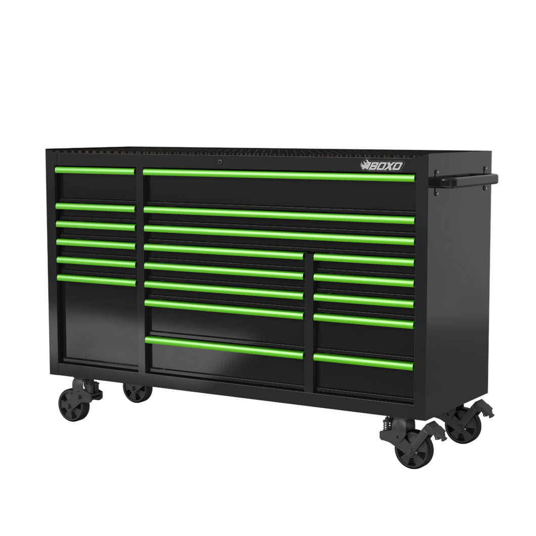 BOXO 72" 19 Drawer Triple Bank Roll Cabinet with Drawer Trim Pack - Black Body & Trim Colour Options | Boxo UK