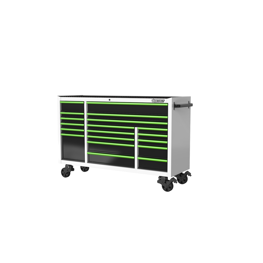 BOXO 72" 19 Drawer Triple Bank Roll Cabinet with Drawer Trim Pack - White Body & Trim Colour Options | Boxo UK