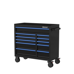 BOXO 41" 11 Drawer Roll Cabinet with Drawer Trim Pack - Black Body with Coloured Trim Pack